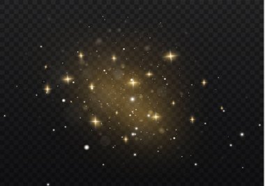 Sarı kıvılcımlar, altın tozu özel bir ışık.