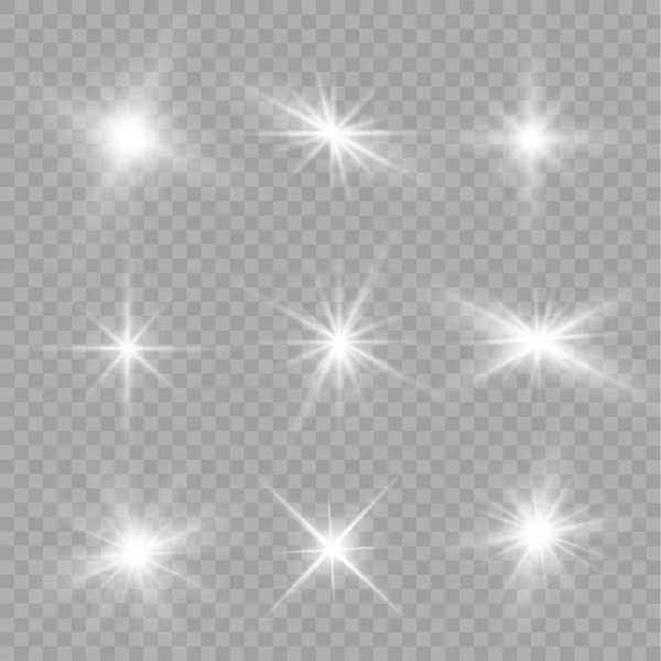 Sol brillante, estrella brillante, luz blanca. — Vector de stock