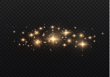 Sarı kıvılcımlar, altın tozu özel bir ışık.