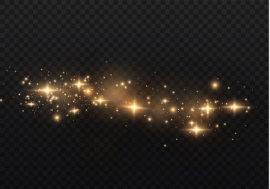 Sarı kıvılcımlar, altın tozu özel bir ışık.
