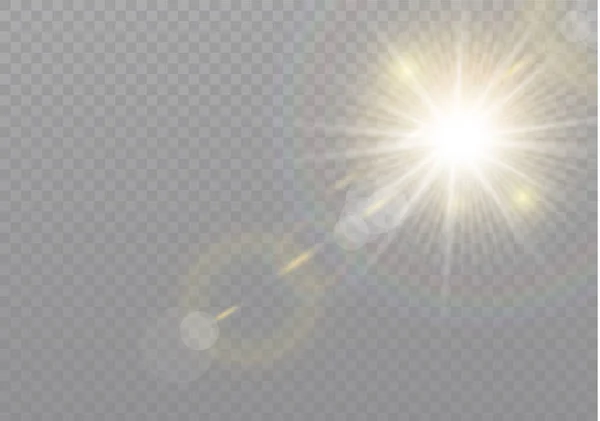 Luce solare speciale lente flash effetto luce sole. — Vettoriale Stock