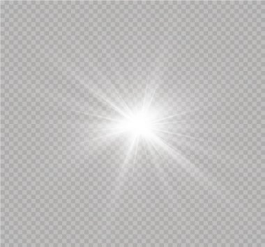 Parlayan güneş, parlayan yıldız, beyaz ışık.