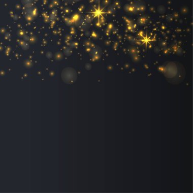 Sarı kıvılcımlar, altın tozu özel bir ışık.