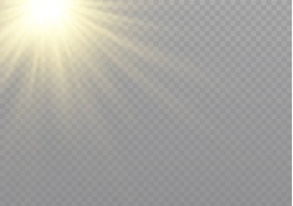 Lentille solaire effet flash, rayon de soleil. — Image vectorielle