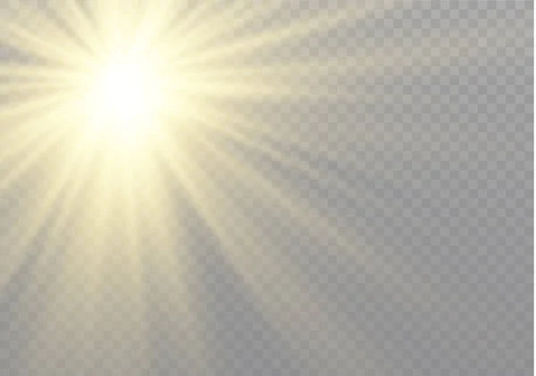 Sluneční čočka světelný efekt, sluneční paprsek. — Stockový vektor