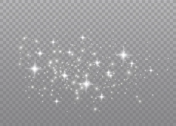 Étincelles de poussière, étoiles dorées brillent lumière spéciale. — Image vectorielle