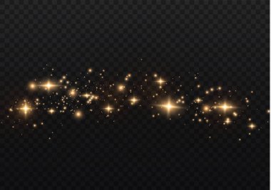 Sarı kıvılcımlar, altın tozu özel bir ışık.