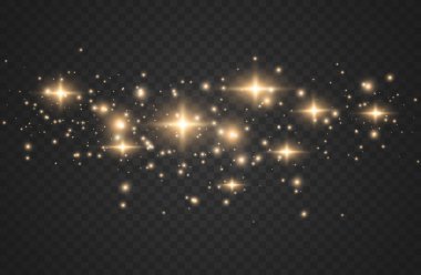 Sarı kıvılcımlar, altın tozu özel bir ışık.