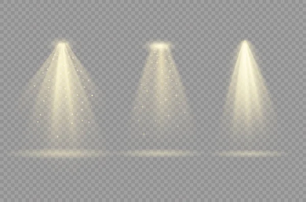 Leuchten gelber Scheinwerfer Special und Lichteffekt. — Stockvektor