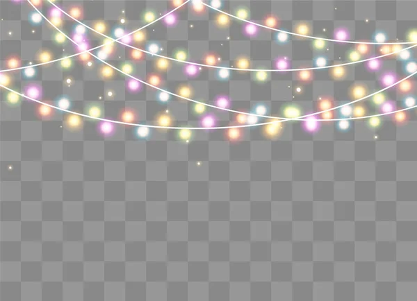 Luces de Navidad, conjunto de guirnalda brillante de Navidad. — Vector de stock