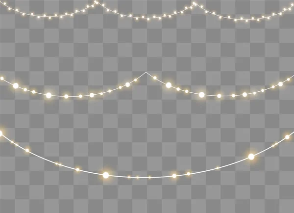 Luces de Navidad, conjunto de guirnalda brillante de Navidad. — Vector de stock