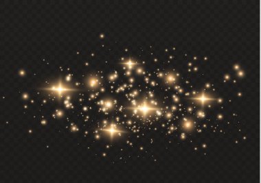 Sarı kıvılcımlar, altın tozu özel bir ışık.