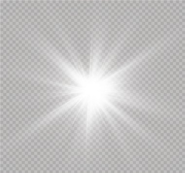 Parlayan güneş, parlayan yıldız, beyaz ışık.