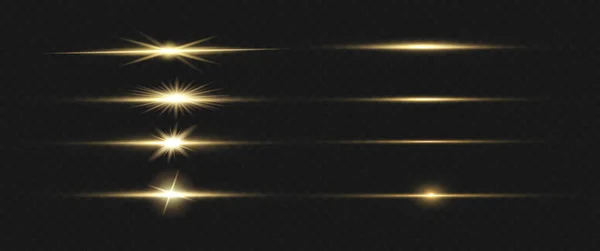 Rayons laser, rayons lumineux horizontaux, ligne jaune. — Image vectorielle