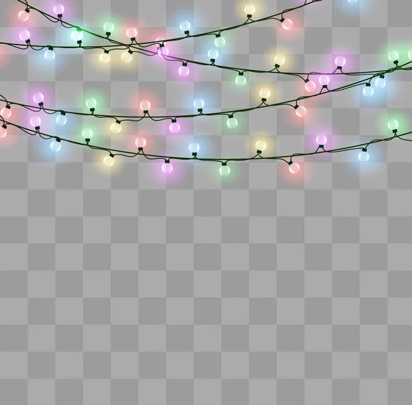 Lumières de Noël, ensemble de guirlande rayonnante de Noël. — Image vectorielle