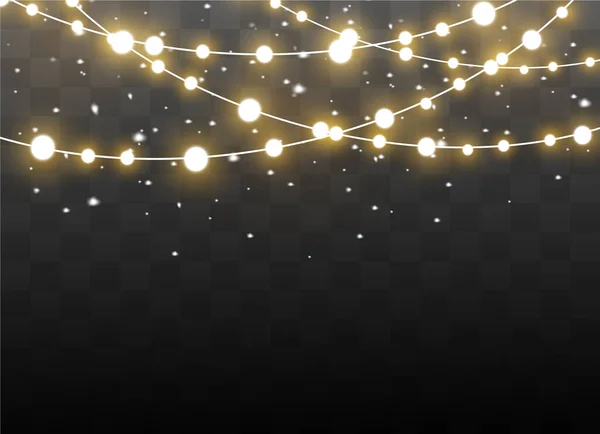 Weihnachtsbeleuchtung, weihnachtlich leuchtende Girlanden. — Stockvektor