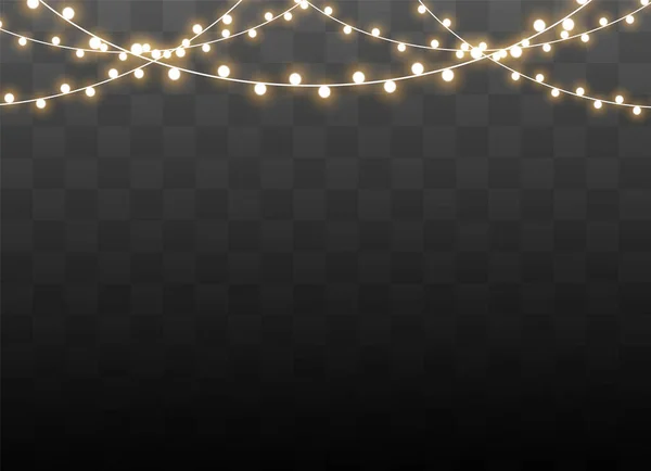 Luces de Navidad, conjunto de guirnalda brillante de Navidad. — Vector de stock