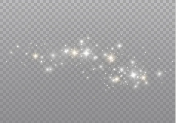 Chispas de polvo, estrellas doradas brillan luz especial. — Archivo Imágenes Vectoriales