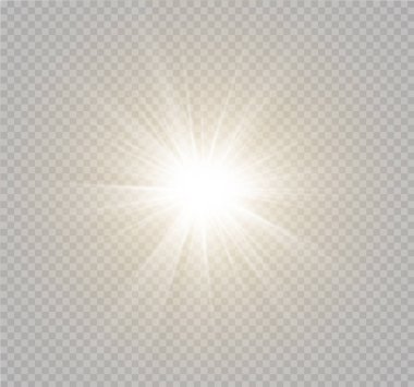 Parlayan güneş, parlayan yıldız, beyaz ışık.