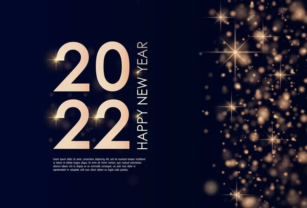 Bannière heureuse année 2022 avec poussière d'or. — Image vectorielle