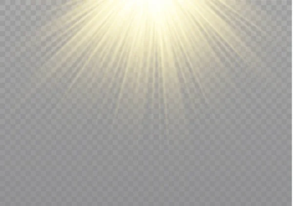 日光レンズフラッシュライト効果、太陽光線. — ストックベクタ