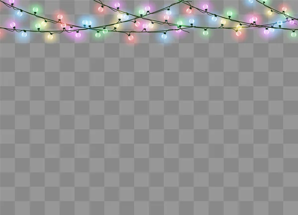 Luces de Navidad, conjunto de guirnalda brillante de Navidad. — Vector de stock