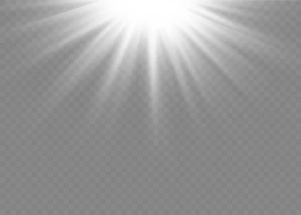 Sunlight lens flash light effect, sun rays. — Stock Vector