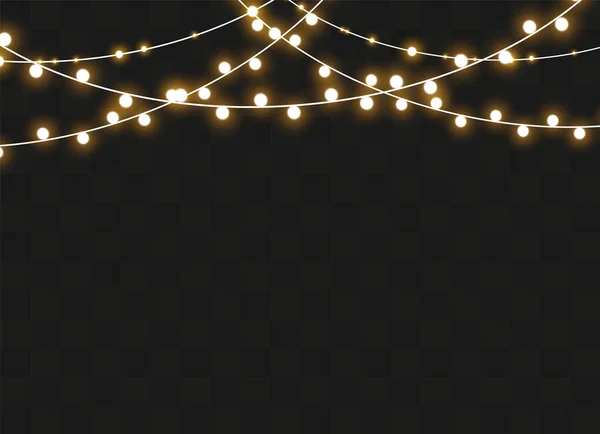 Luzes de Natal, conjunto de xmas guirlanda brilhante. —  Vetores de Stock