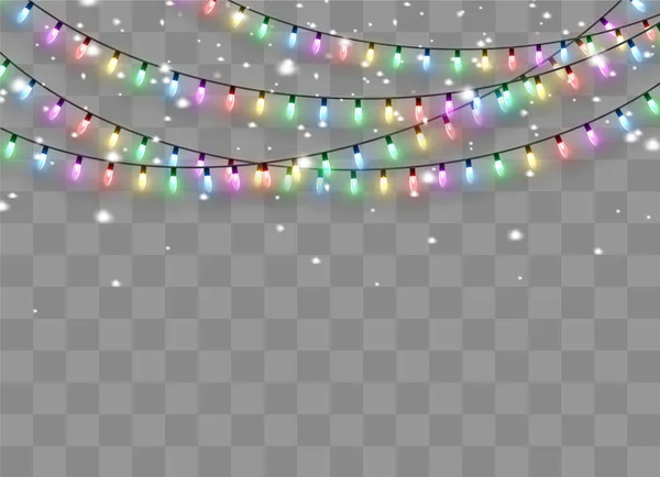 Luces de Navidad, conjunto de guirnalda brillante de Navidad. — Archivo Imágenes Vectoriales