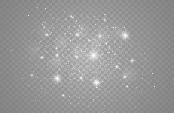 Étincelles de poussière, étoiles dorées brillent lumière spéciale. — Image vectorielle