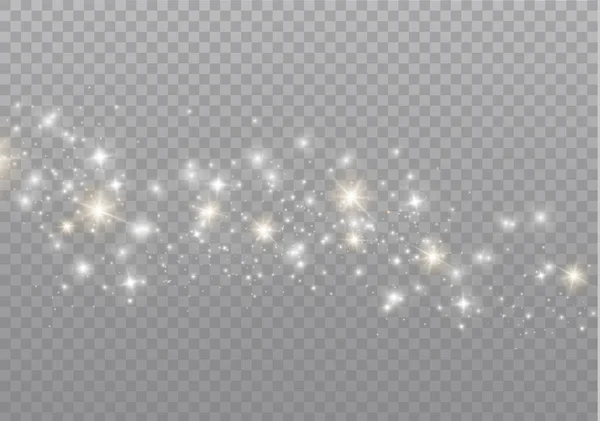 Damm gnistor, gyllene stjärnor lysa speciellt ljus. — Stock vektor