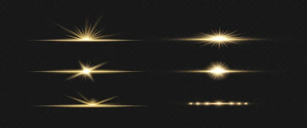 Лазерные лучи, горизонтальные световые лучи, желтая линия. — стоковый вектор