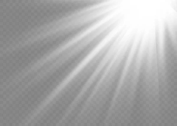 Lentille solaire effet flash, rayons du soleil. — Image vectorielle