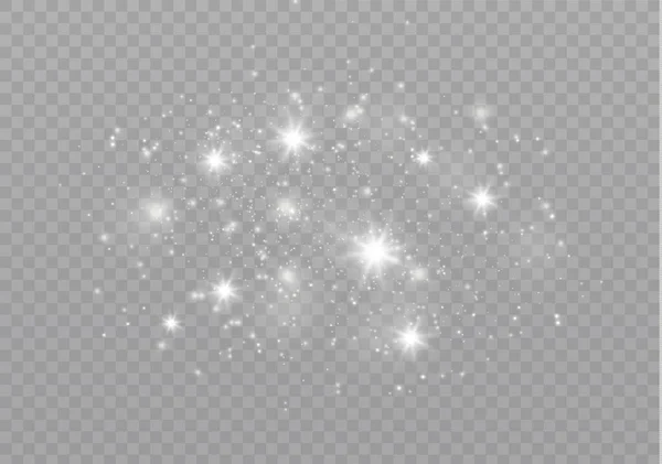 Étincelles de poussière, étoiles dorées brillent lumière spéciale. — Image vectorielle