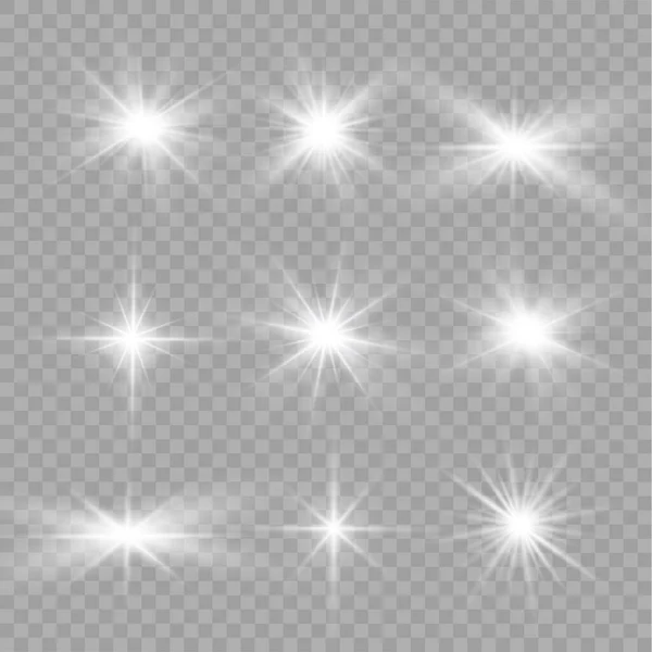 Sol brillante, estrella brillante, luz blanca. — Vector de stock