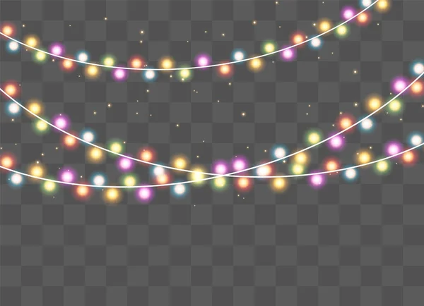 Luces de Navidad, conjunto de guirnalda brillante de Navidad. — Archivo Imágenes Vectoriales