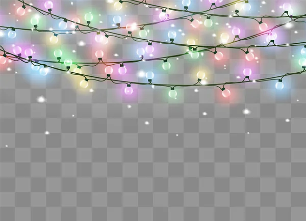 Luces de Navidad, conjunto de guirnalda brillante de Navidad. — Vector de stock