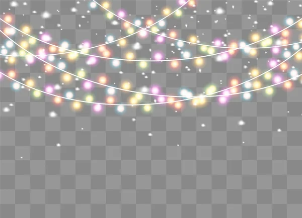 Luces de Navidad, conjunto de guirnalda brillante de Navidad. — Vector de stock