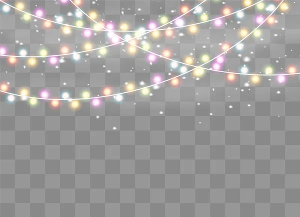 Luces de Navidad, conjunto de guirnalda brillante de Navidad. — Vector de stock