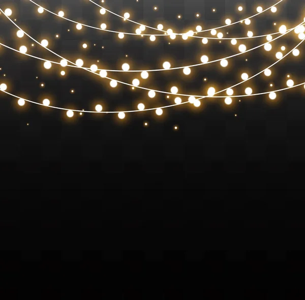 Luces de Navidad, conjunto de guirnalda brillante de Navidad. — Vector de stock