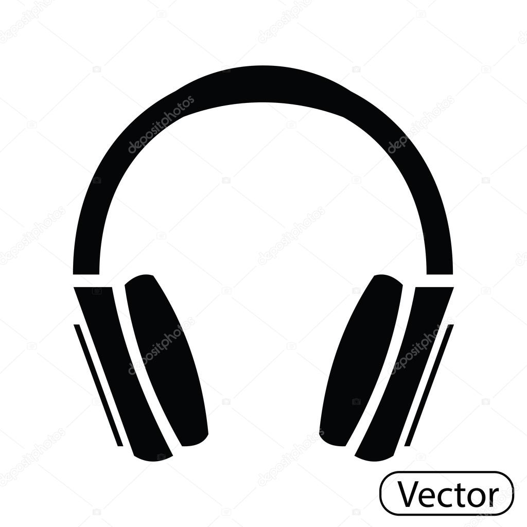 icon of black headphones on a white background