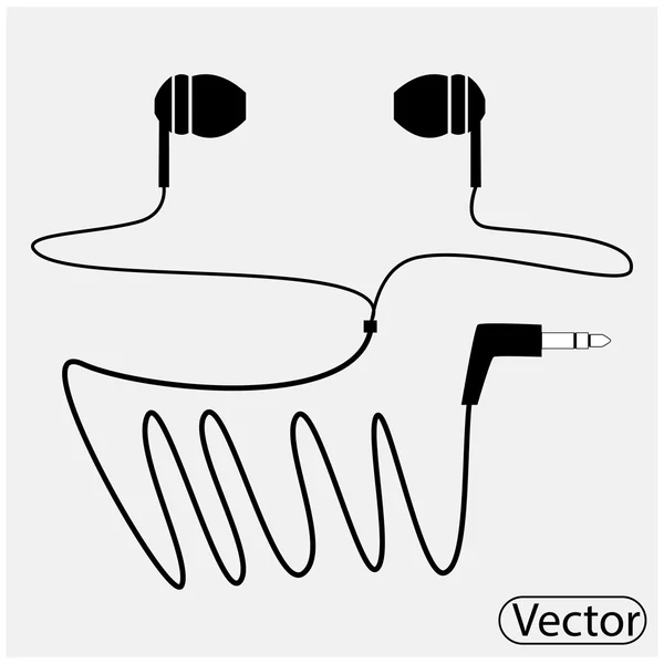 Fones de ouvido a vácuo com um cabo na forma de uma onda — Vetor de Stock