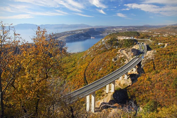 Otoyol sonbahar sahne aracılığıyla