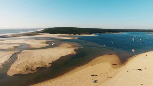 Rio flui para o oceano aéreo — Vídeo de Stock