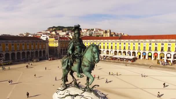 Praca Commercio Lizbony ptaka — Wideo stockowe