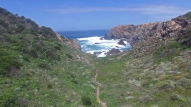 Kayaların üzerinde okyanus üzerinde uçuş