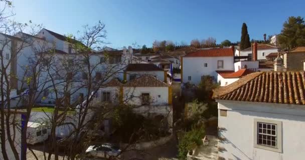 Obidos Portugal - панорамный вид с воздуха — стоковое видео