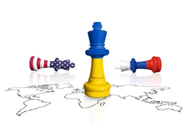 Satranç Rusya, ABD ve Ukrayna bayraklarından yapıldı