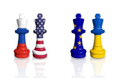 Satranç Rusya, ABD, AB ve Ukrayna bayraklarından yapıldı