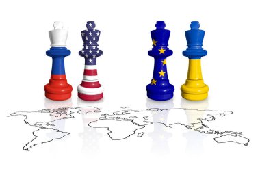 Satranç Rusya, ABD, AB ve Ukrayna bayraklarından yapıldı